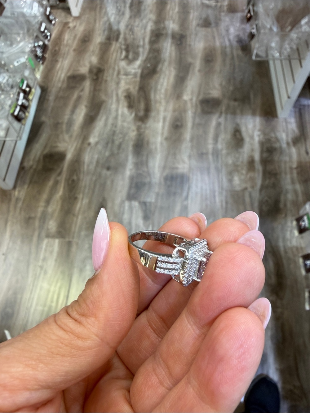 New Sterling Silver Princess cut Engagement Ring sizes 5 7 8 9 10 11 - Picture 7 of 8